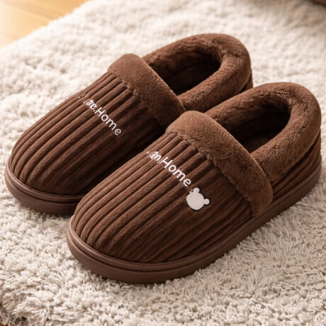 Pantuflas Peluche Unisex Antidesliz Suela Gruesa Invierno Marrón