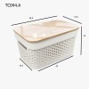 Caja organizadora acanalada con tapa de bambu 26x18x13cm - Blanco Caja Organizadora Acanalada Con Tapa De Bambu 26x18x13cm - Blanco