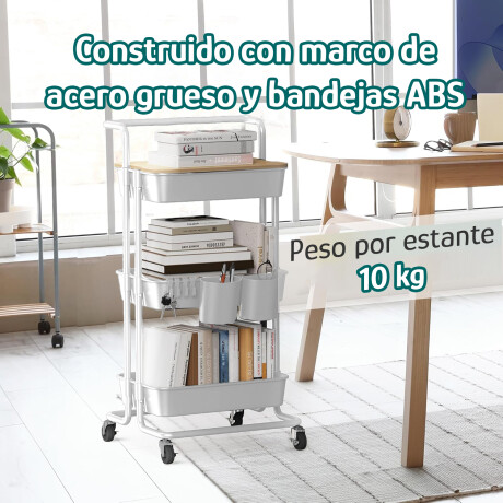 Carrito Organizador Multiuso 3Niveles Ruedas 360° Tapa Blanco