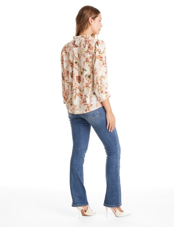 Blusa Gasa Flores BEIGE/MULTI