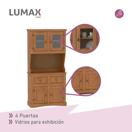 Cristalero Armario Lumax Aparador 4 puertas 2 cajones madera maciza Cristalero Armario Lumax Aparador 4 puertas 2 cajones madera maciza