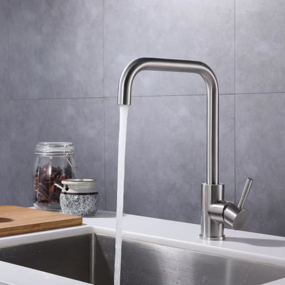 Grifería de cocina Monocomando de mesada Pico Recto Gris Satinado Grifería De Cocina Monocomando De Mesada Pico Recto Gris Satinado