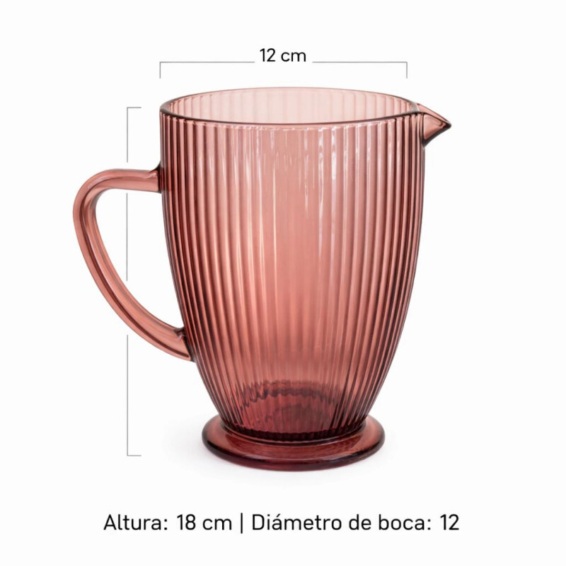 Jarra Line 1 Litro y 6 Vasos 300 ml Set Vidrio Rosa Malva