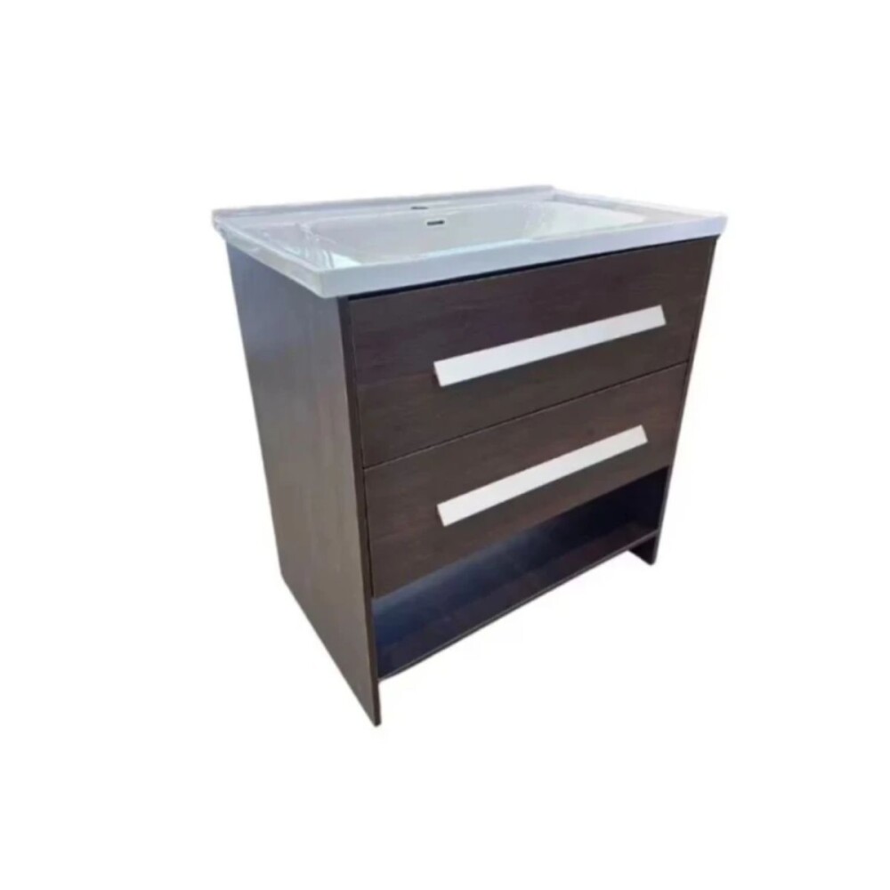 Mueble de baño de pie Lucania Nogal 80 cm con Bacha de Loza Mueble De Baño De Pie Lucania Nogal 80 Cm Con Bacha De Loza