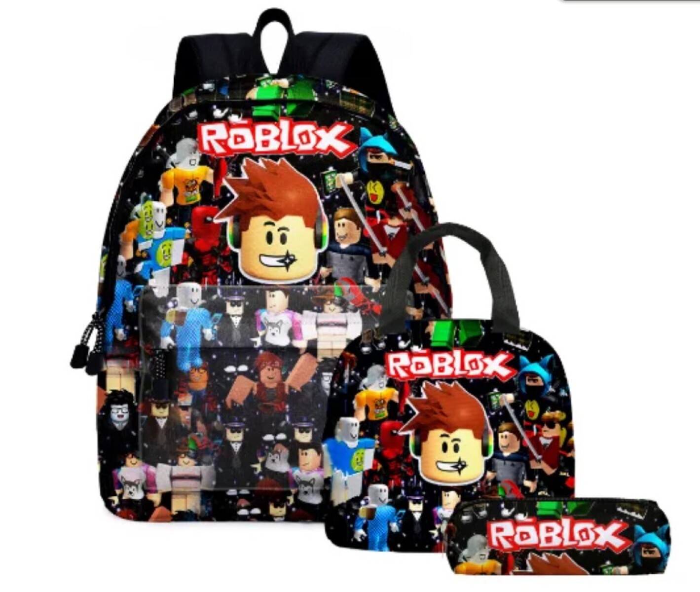 Set de Mochila Lunchera y Cartuchera Roblox - NEGRO 