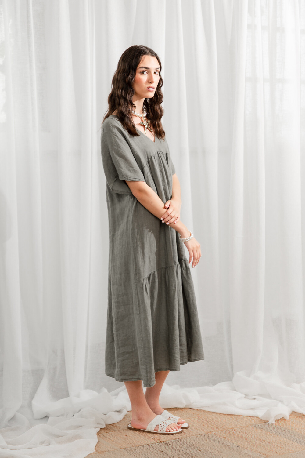 Vestido Giardino Verde Oliva Oscuro