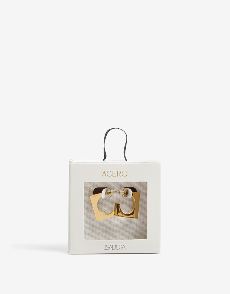 Aros Argollas Strass Argollas Acero Con Cubic - Dorado