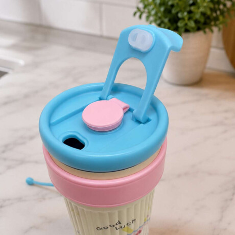 Vaso térmico de acero con sorbito y tapita 750ml Rosado