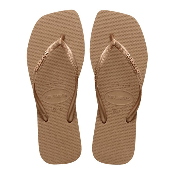 Sandalia de Mujer Havaianas Slim Square Logo Rosa - Dorado