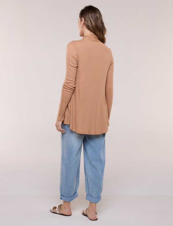 Cardigan De Punto Acanalado TOSTADO