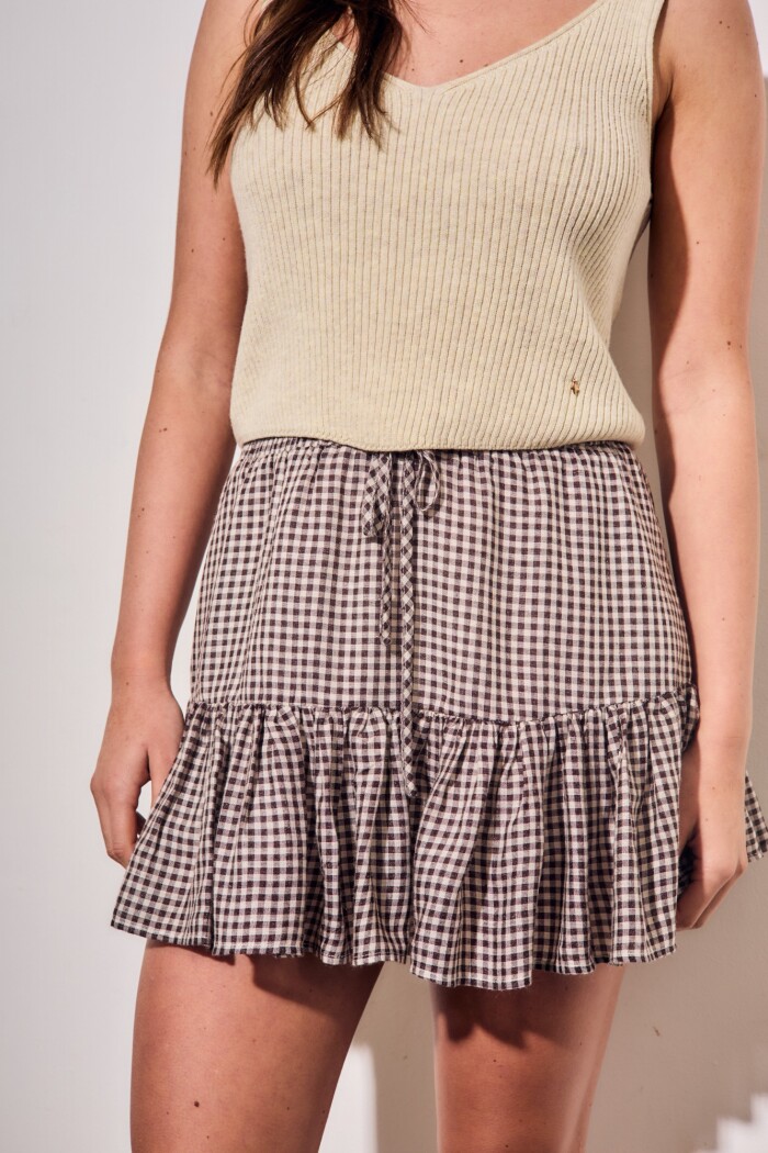 Falda Gingham Gingham Marron