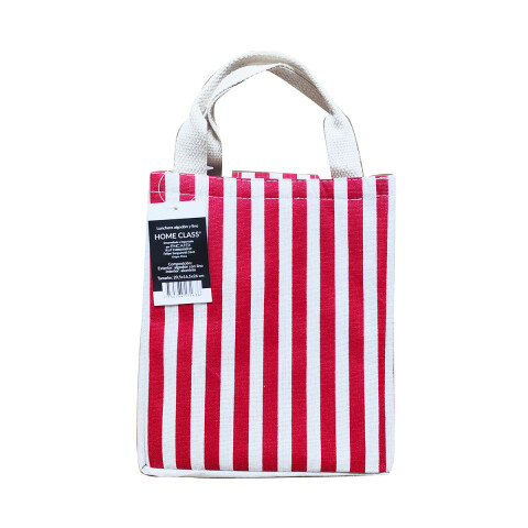 Lunchera Térmica De Algodón A Rayas 26 x 20 cm ROJO