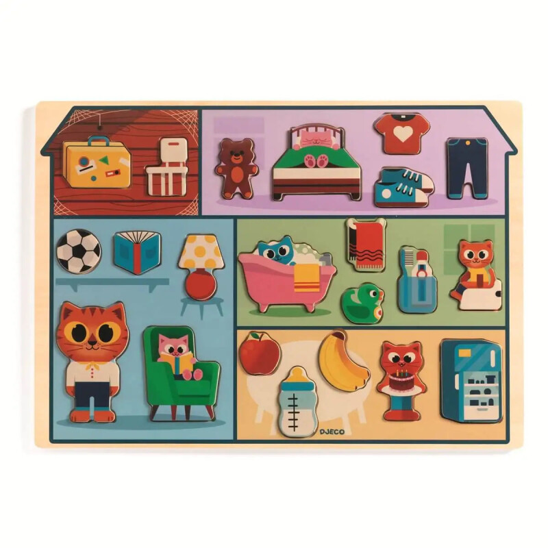 Puzzle de madera para pequeños House Djeco Puzzle de madera para pequeños House Djeco