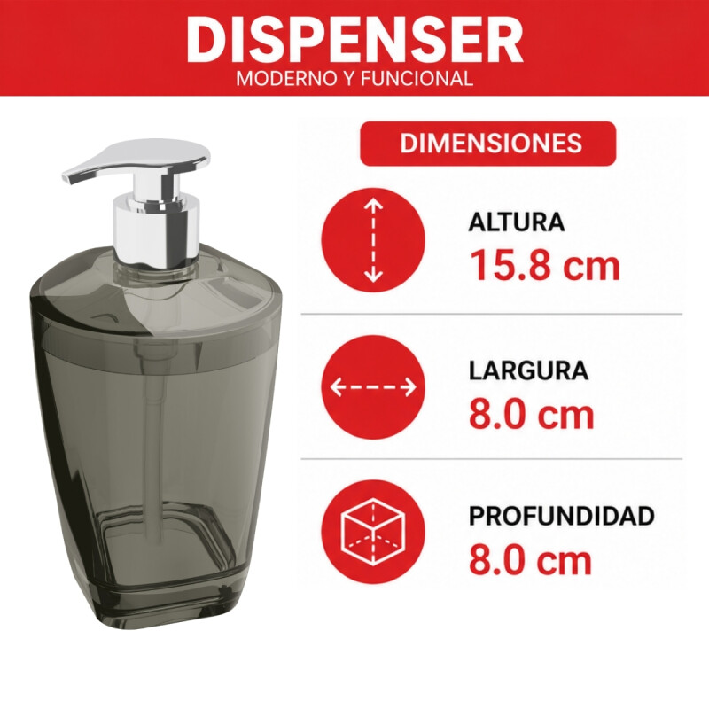 Dispensador de jabon NEGRO TRASLÚCIDO