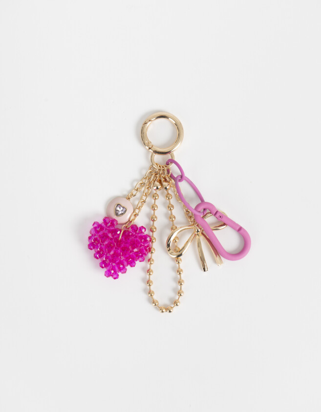 Llavero Metal Llavero Y Charm Moño & Corazón - Fucsia Medio