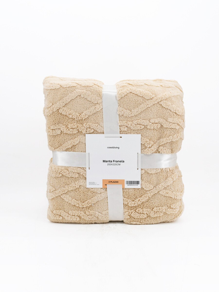 FLANNEL TRAMA ROMBOS 2 PLAZAS - NATURAL 
