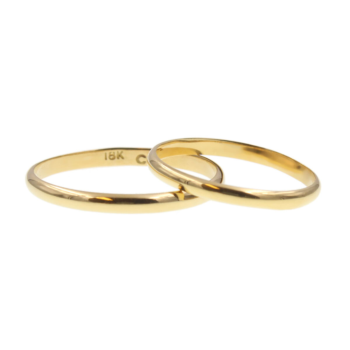 Par de alianzas clásicas en oro amarillo 18k de 2mm y doble altura bombé 