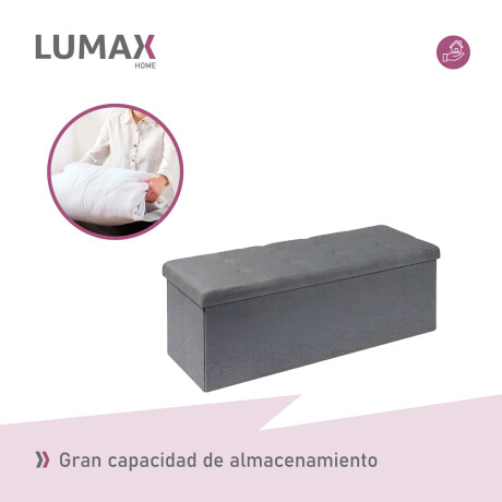 Puff Baúl Lumax Plegable 110x38 cm Organizador Living Dormitorio Gris Oscuro