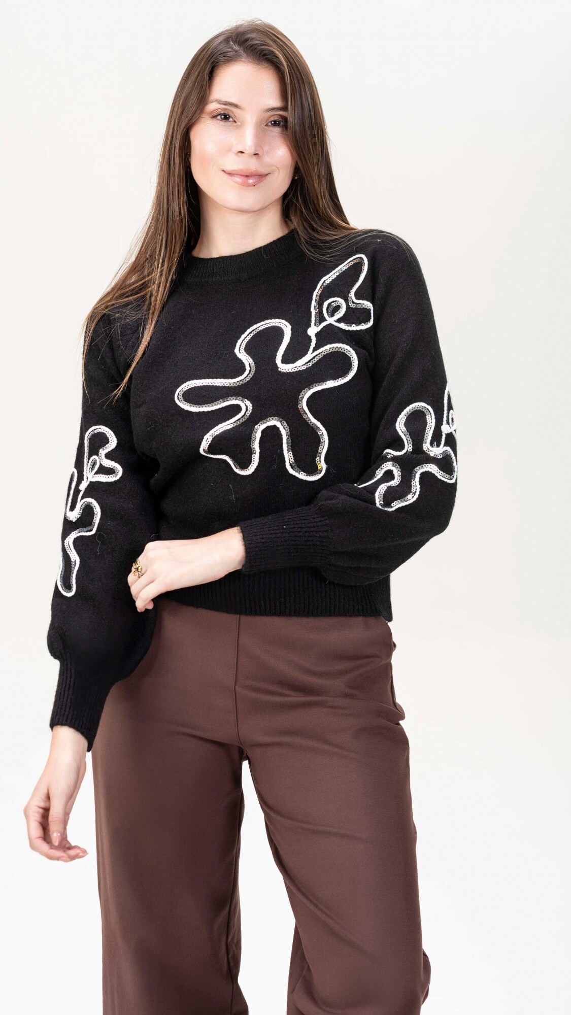 Sweater Flor Negro
