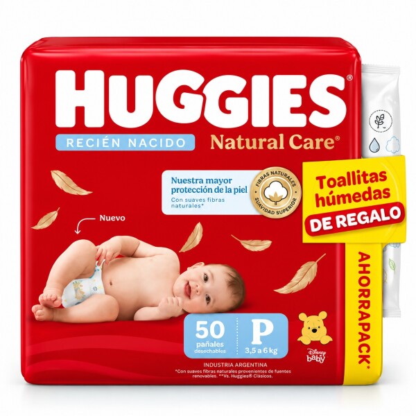 Pañales Huggies Natural Care P x50 Unidades Pañales Huggies Natural Care P x50 Unidades