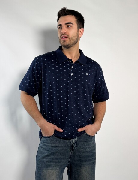 Remera polo de algodon estampada Darin Azul