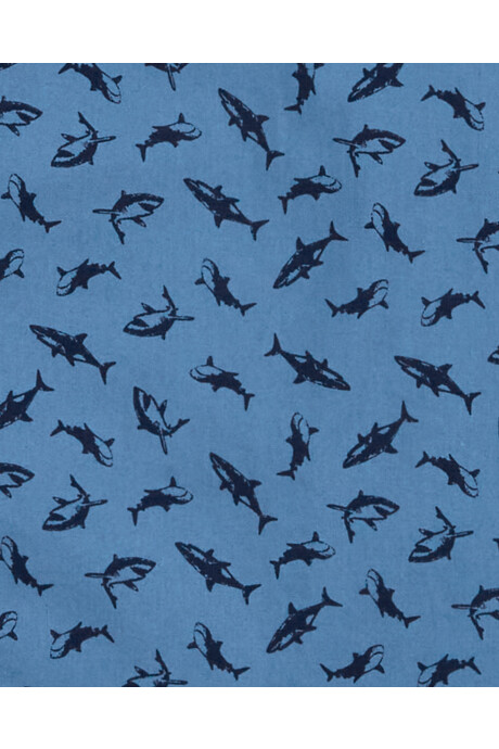 Camisa de algodón, manga corta diseño tiburones Sin color