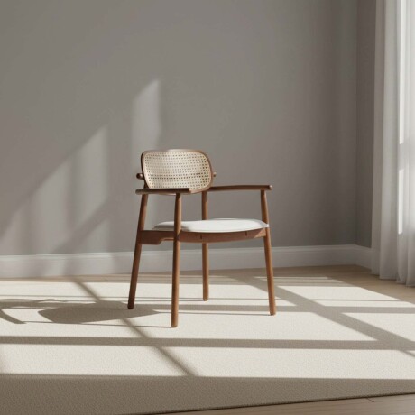 SILLA DE COMEDOR RATTAN-Y-MADERA NATURAL-BEIGE DANIELLE C/B