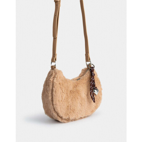 Bandolera Peluche Con Charm Marron Beige