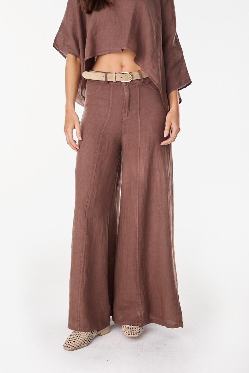 Pantalon Cuarzo Lino Chocolate