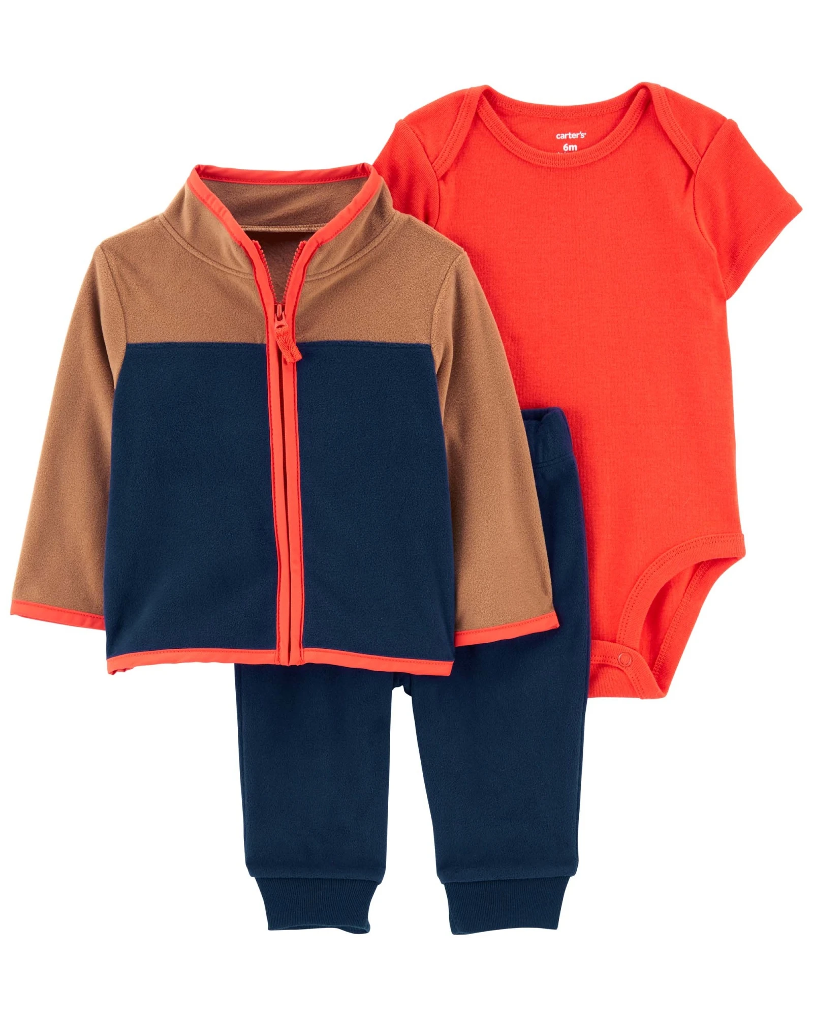 Set tres piezas campera y pantalón de micropolar más body de algodón Sin color