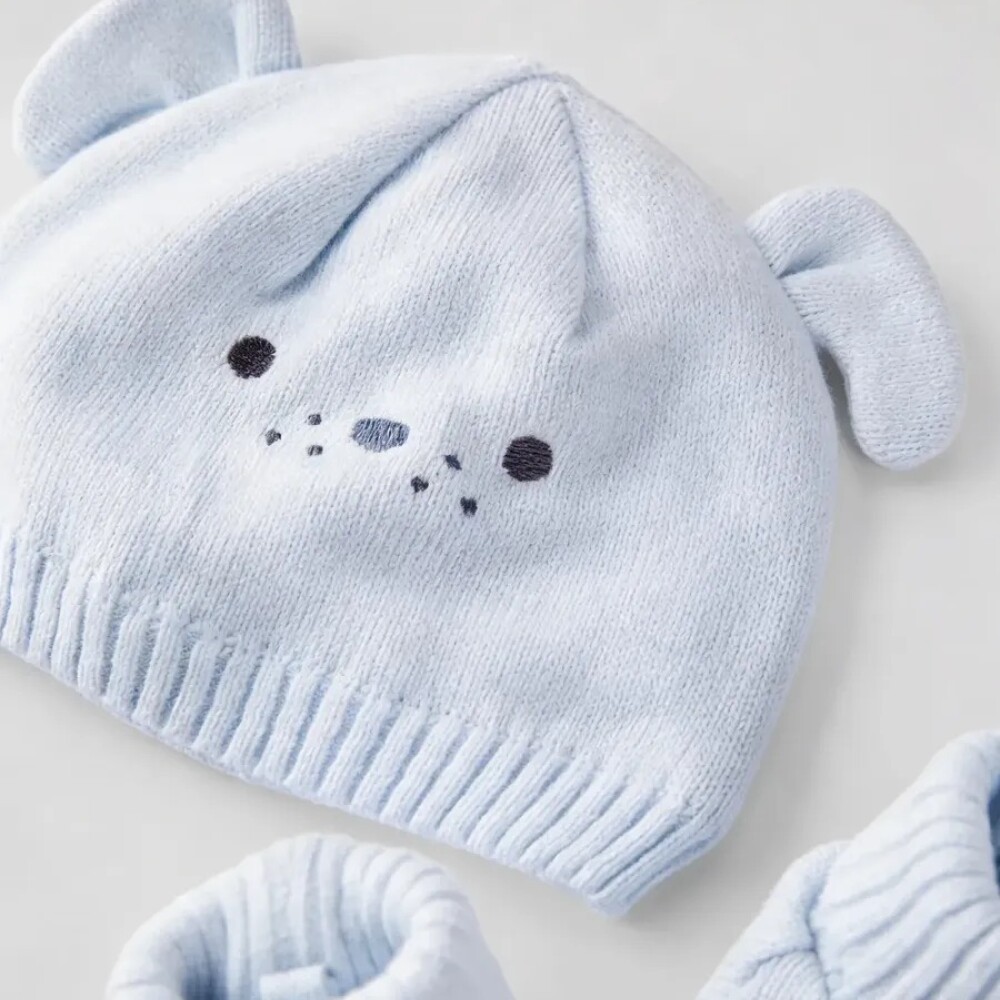 Set Gorro y escarpines de algodón carters celeste