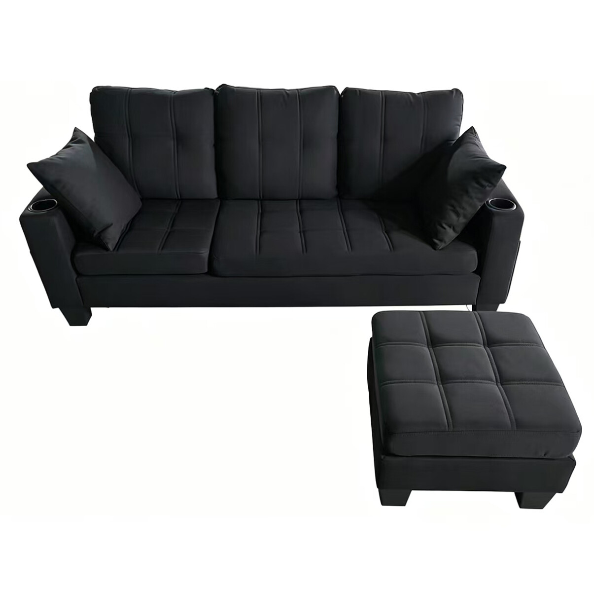 SOFÁ SILLÓN CON CHAISE - negro 