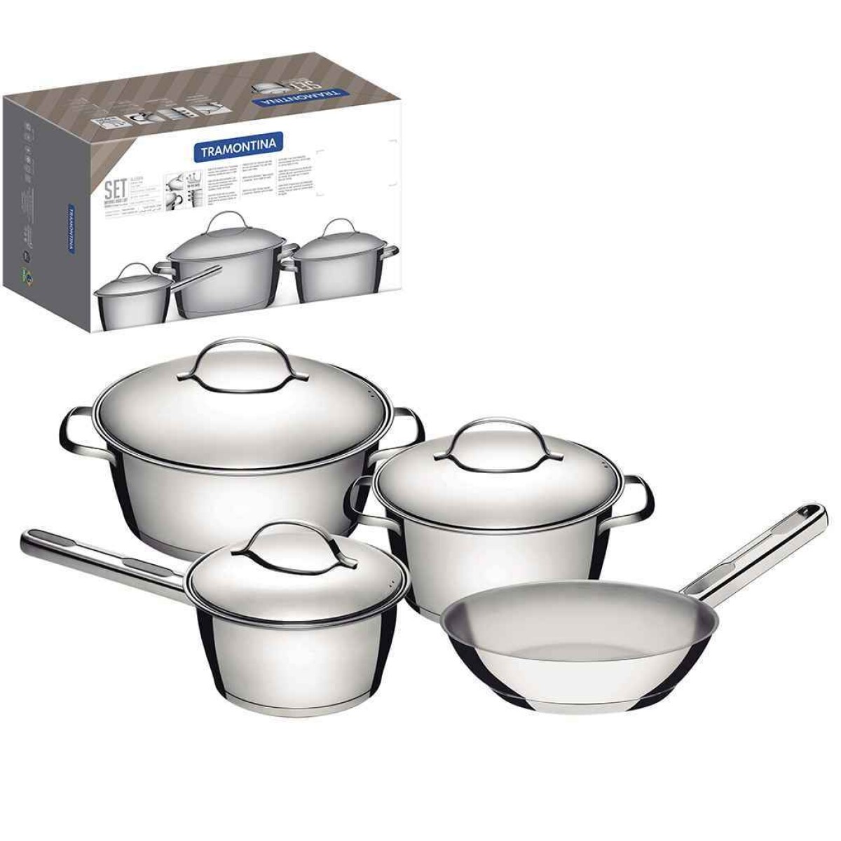 Batería de Cocina 4PZ. Allegra Tramontina 65650/326 - ACERO-INOXIDABLE 