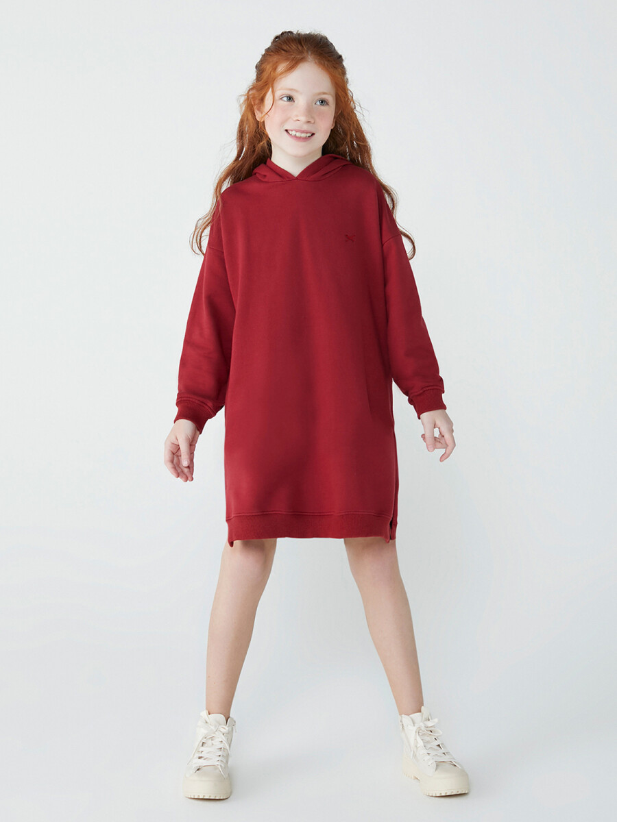 VESTIDO DE NIÑA CON CAPUCHA - ROJO 