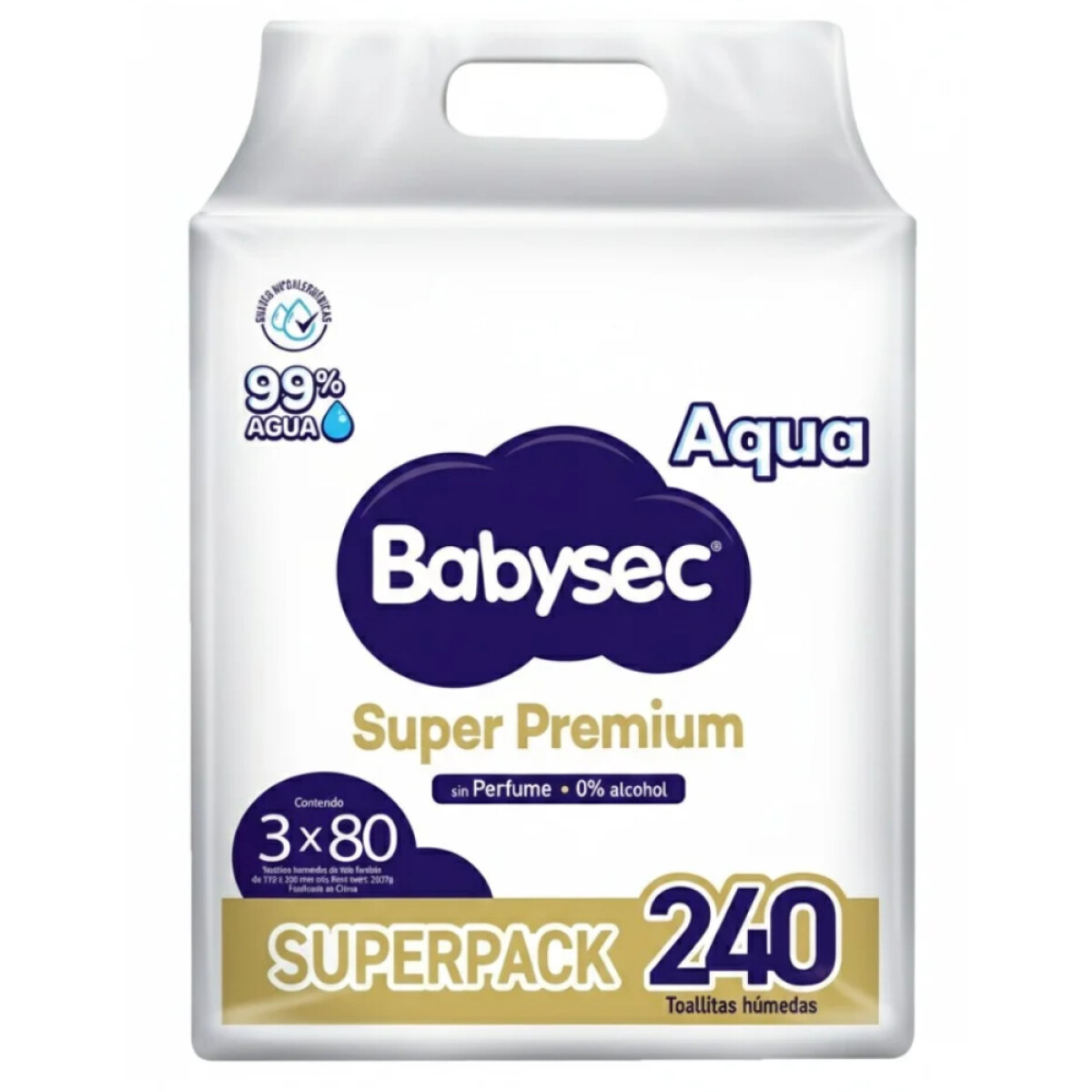 Toallitas Húmedas Babysec Premium 99% Agua 240 Unidades 