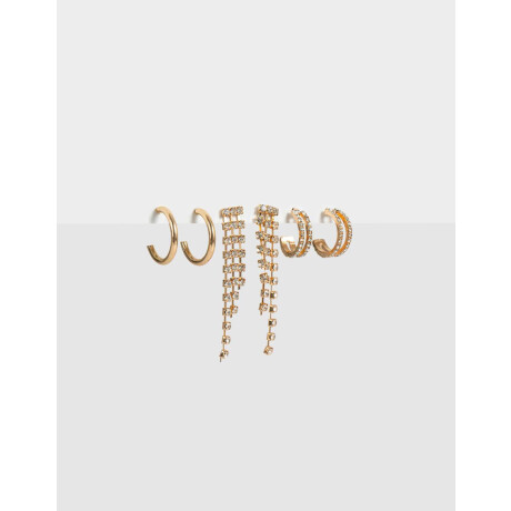Set De Aros Con Strass Dorado