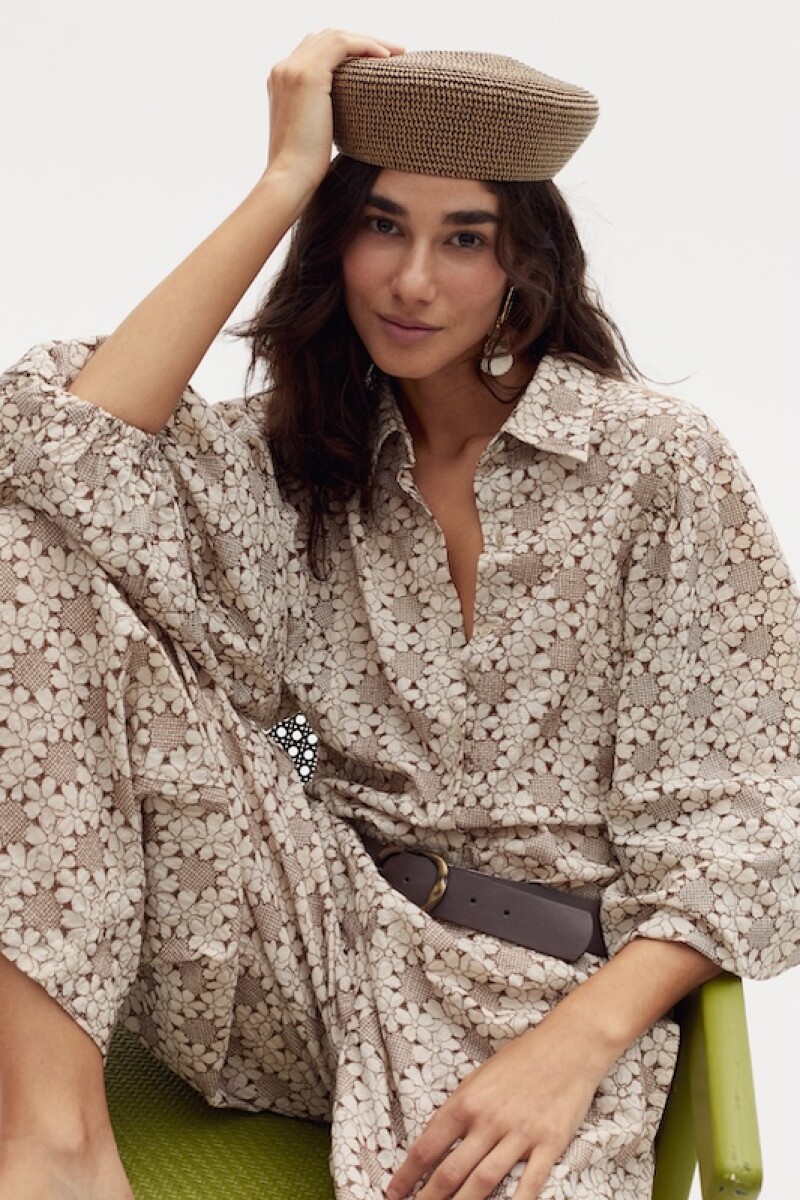 Camisa Claire en Algodón Roberta Brown Flowers