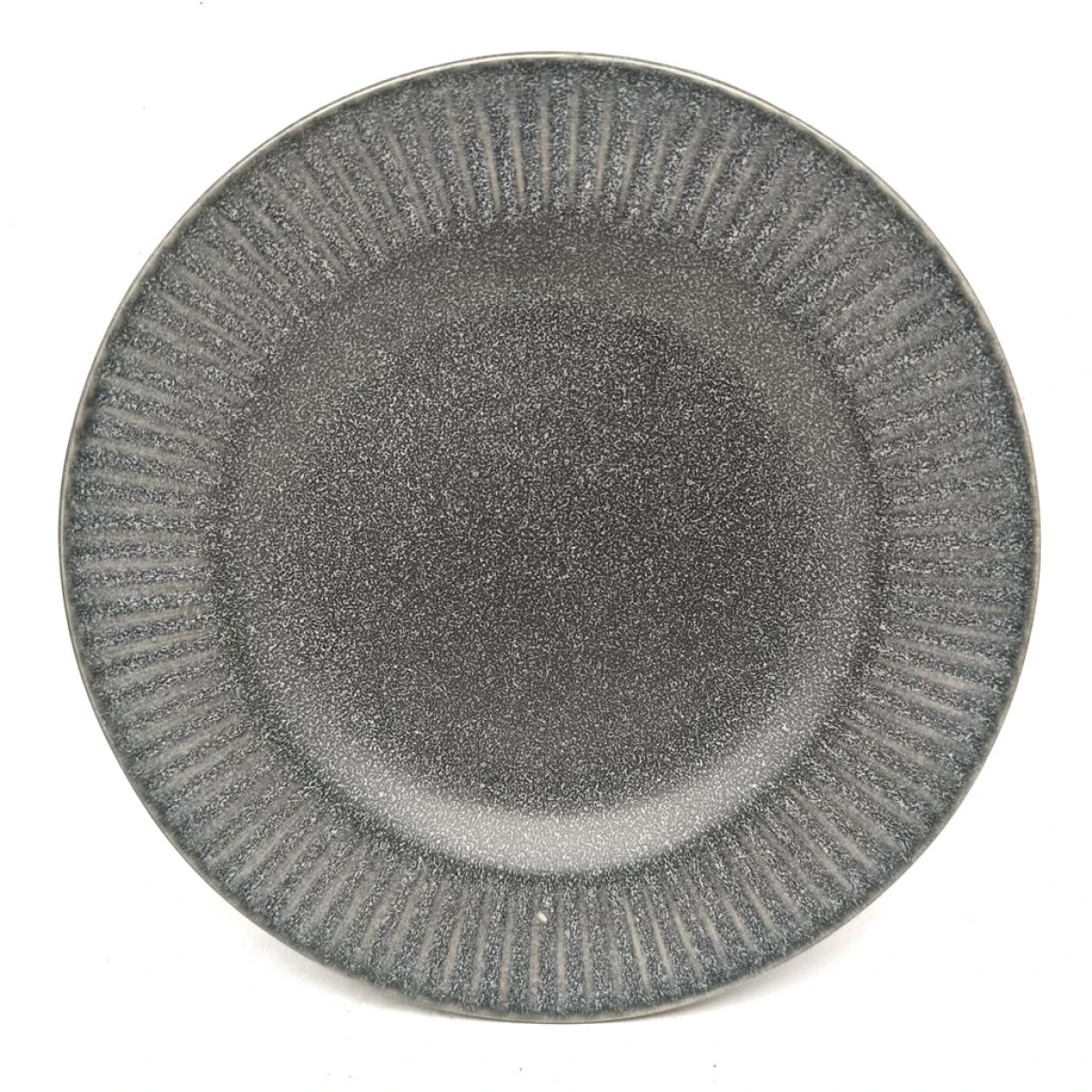PLATO DE POSTRE D20CM GRIS MOTEADO BORDE LINEAS 