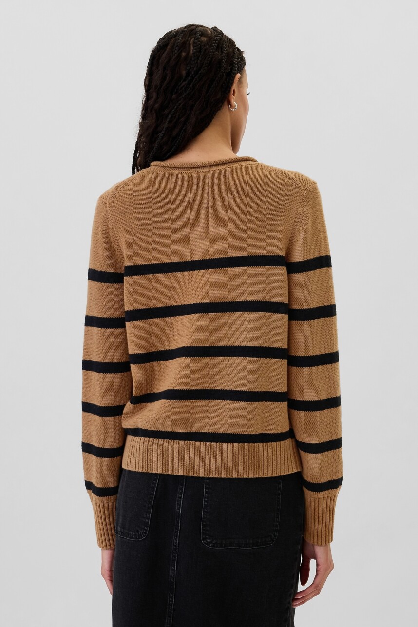 Buzo Algodón Mujer Camel Stripe