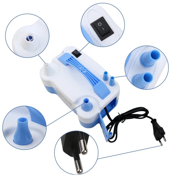 Inflador De Globos Eléctrico 2 Inyectores Cumpleaños Fiestas Variante Color Azul