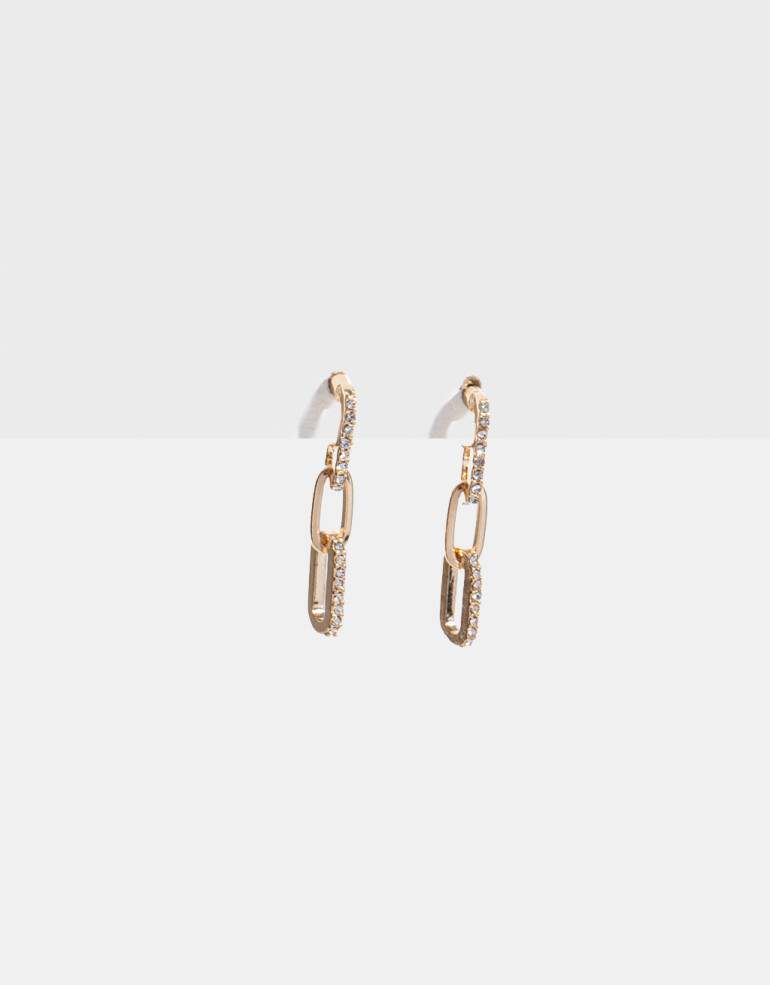 Aros Colgantes Cortos Metal Aros Con Eslabones - Dorado