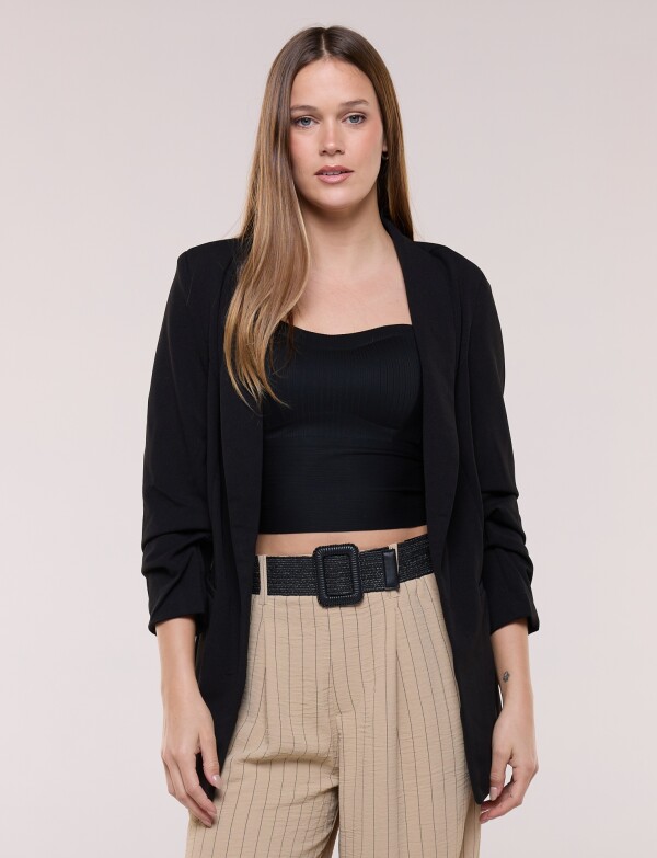 Blazer Crepe Manga Fruncida NEGRO