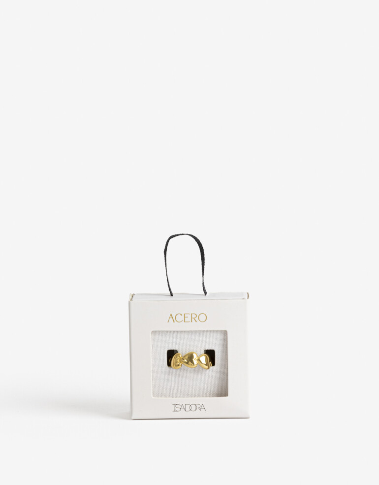 Anillos Medianos y Grandes Metal Anillo Dorado Con Corazones - Dorado