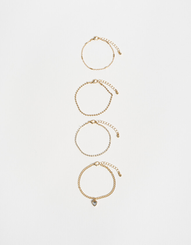Pulseras Flexibles Sets Strass Pulseras Flexibles Set Con Corazón - Dorado