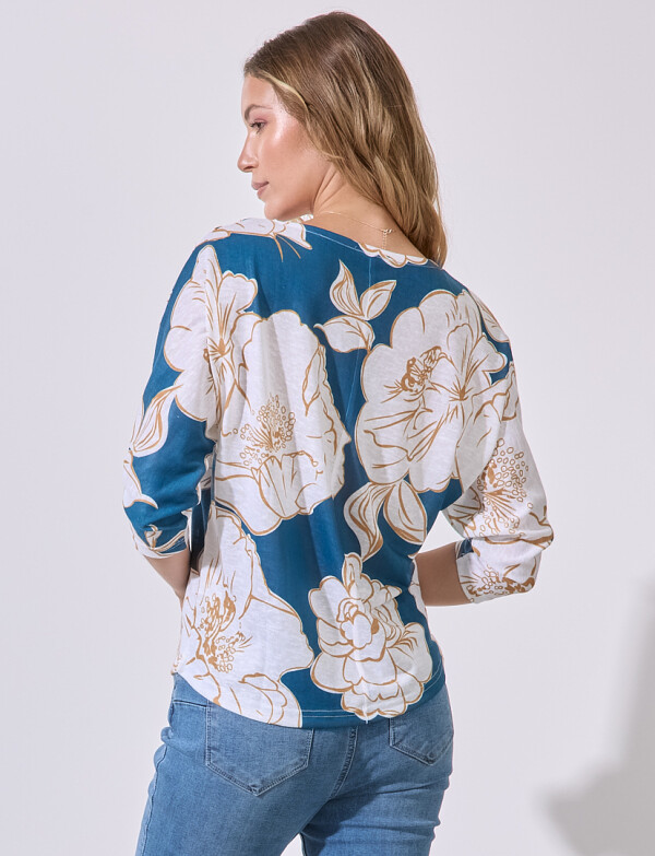 Blusa Tejida Print PETROLEO