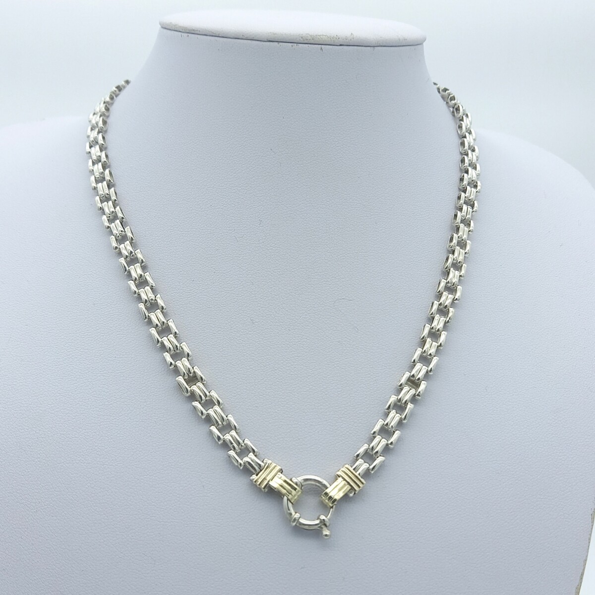 Gargantilla panter de plata 925 y double en oro 18 ktes, 50 cm. 