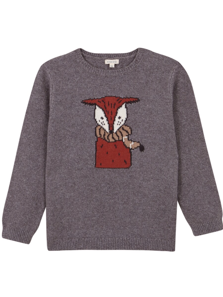 Jersey Con Intarsia Gris Melange