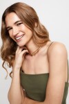 COLLAR DOBLE BAÑADO EN ORO 18K CON TOPACIO BLANCO Colgante