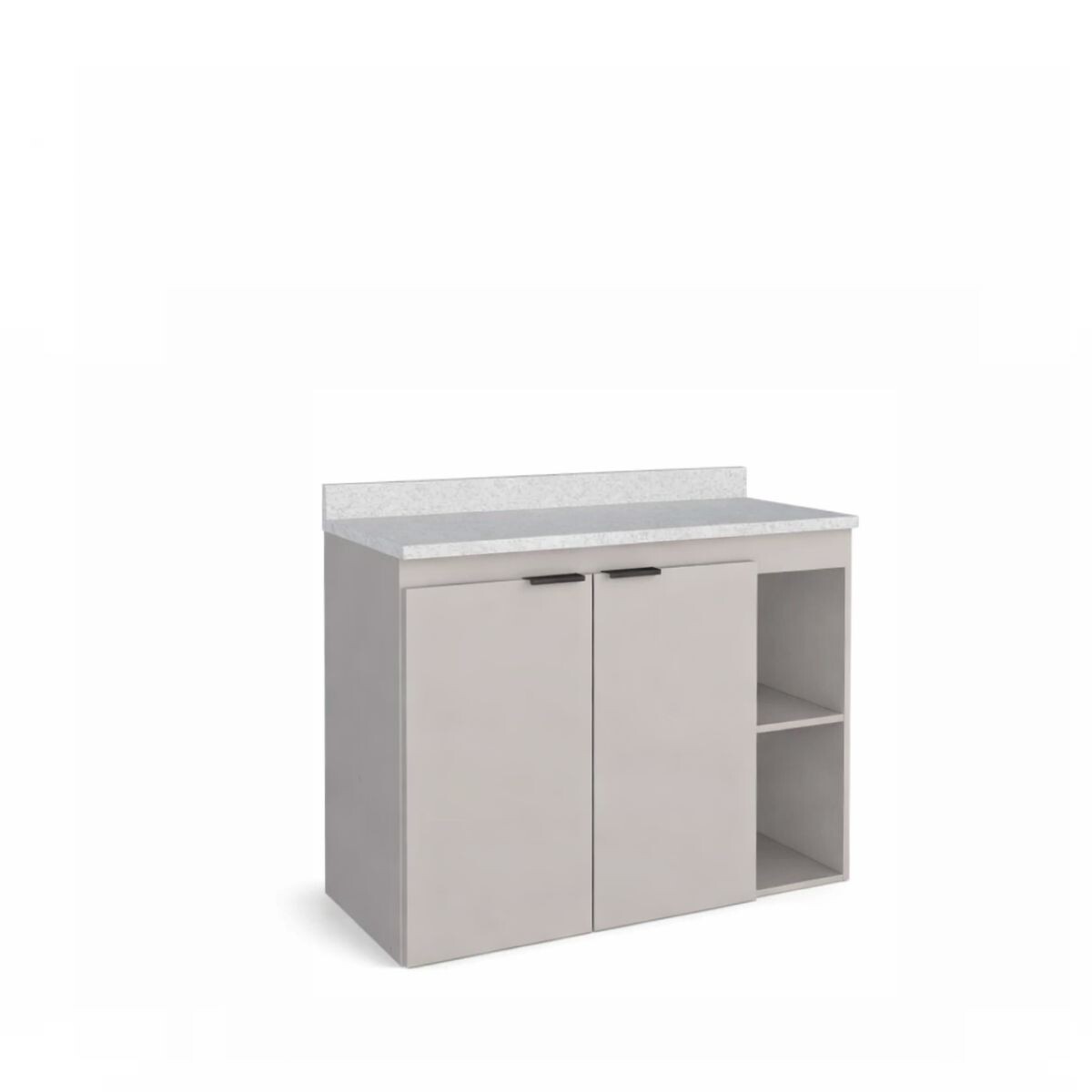 Mueble De Baño Suspendido Aster Beige 80 Cm Mesada Granito Blanco Sin Bacha 