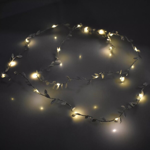 Guirnalda Guía Luces Led Hojas 5m Decoración Navidad Color Variante Plateado